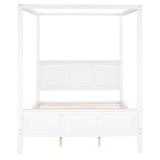 Canopy Bed Sturdy Platform Bed with Open Roof, Headboard and Footboard, Easy Assemble