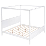 Canopy Bed Sturdy Platform Bed with Open Roof, Headboard and Footboard, Easy Assemble