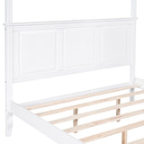 Canopy Bed Sturdy Platform Bed with Open Roof, Headboard and Footboard, Easy Assemble