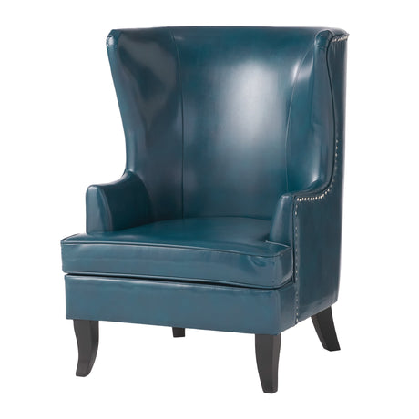 Canterburry High Back Bonded Leather Wing Chair by Christopher Knight Home
