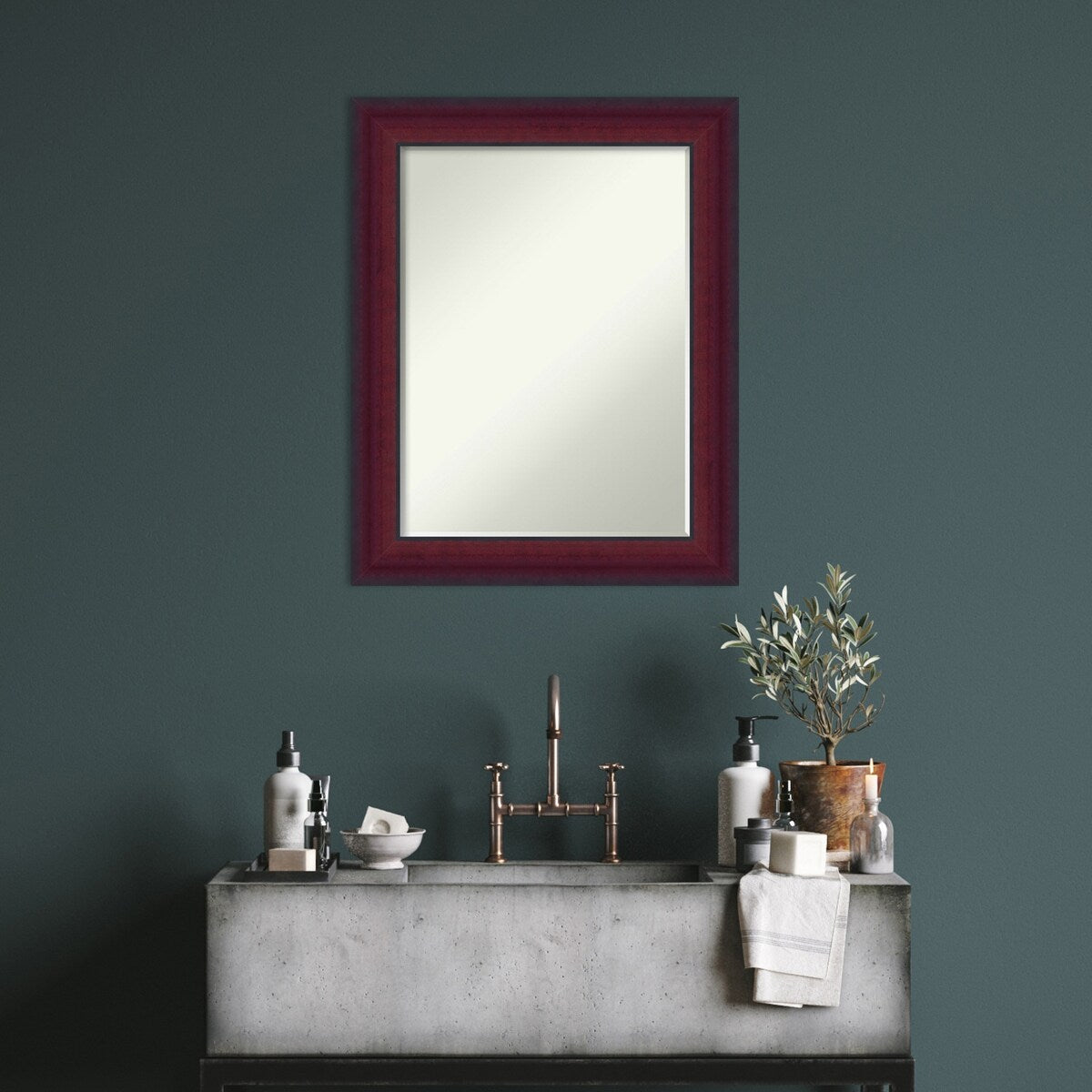 Canterbury Cherry Half-Inch-Bevel Wood Framed Wall Mirror - Canterbury Cherry - Glass Size 18x24