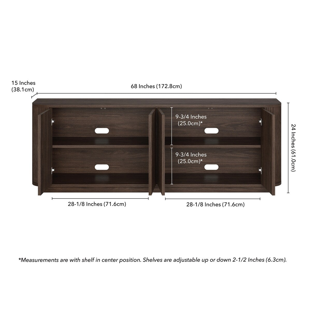 Canton Rectangular TV Stand for TV's up to 75" - 68" Wide