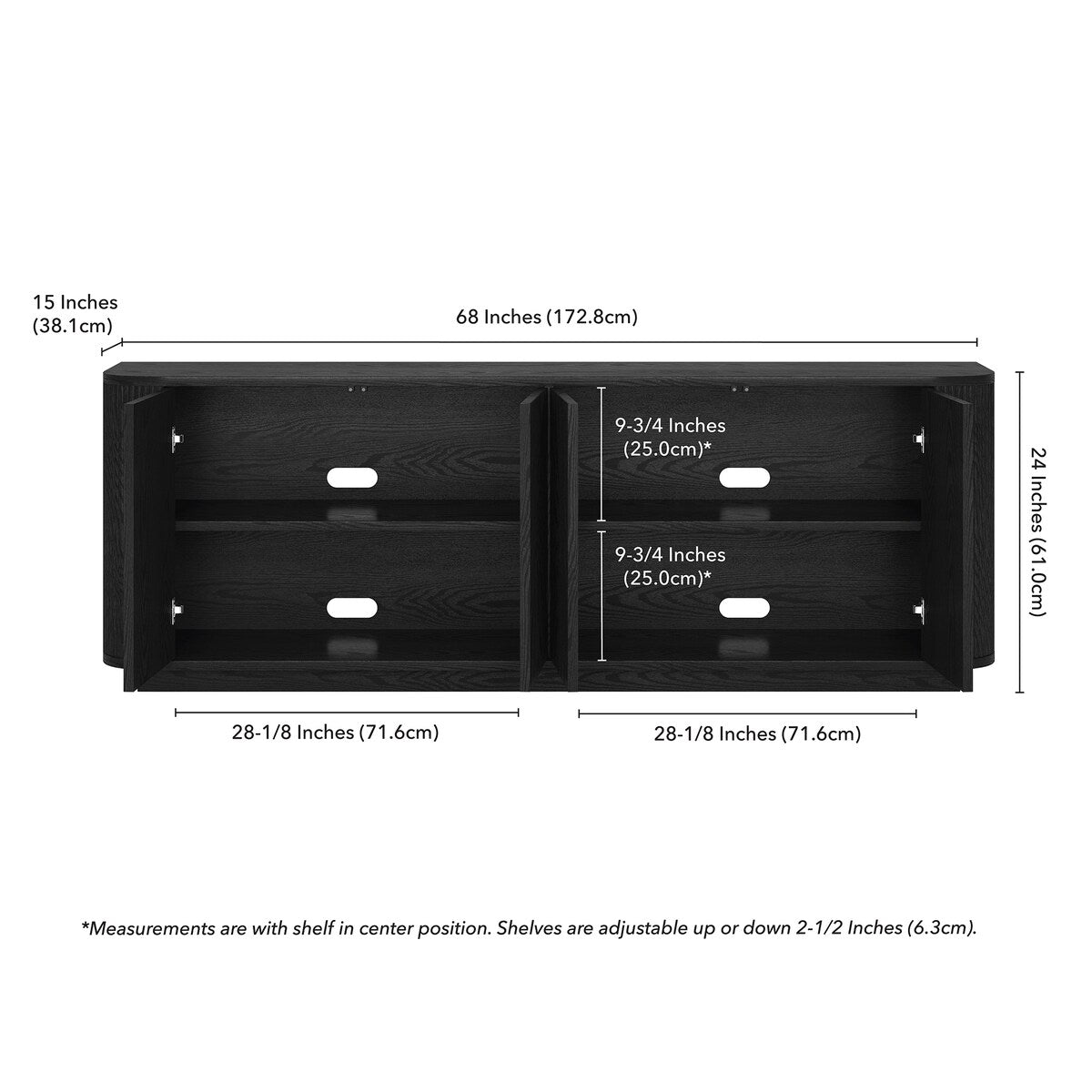 Canton Rectangular TV Stand for TV's up to 75" - 68" Wide