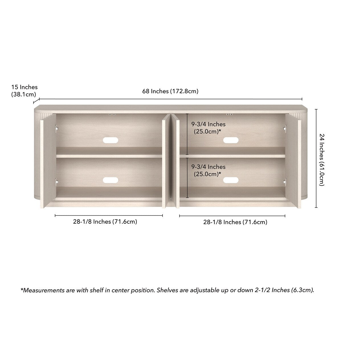 Canton Rectangular TV Stand for TV's up to 75" - 68" Wide