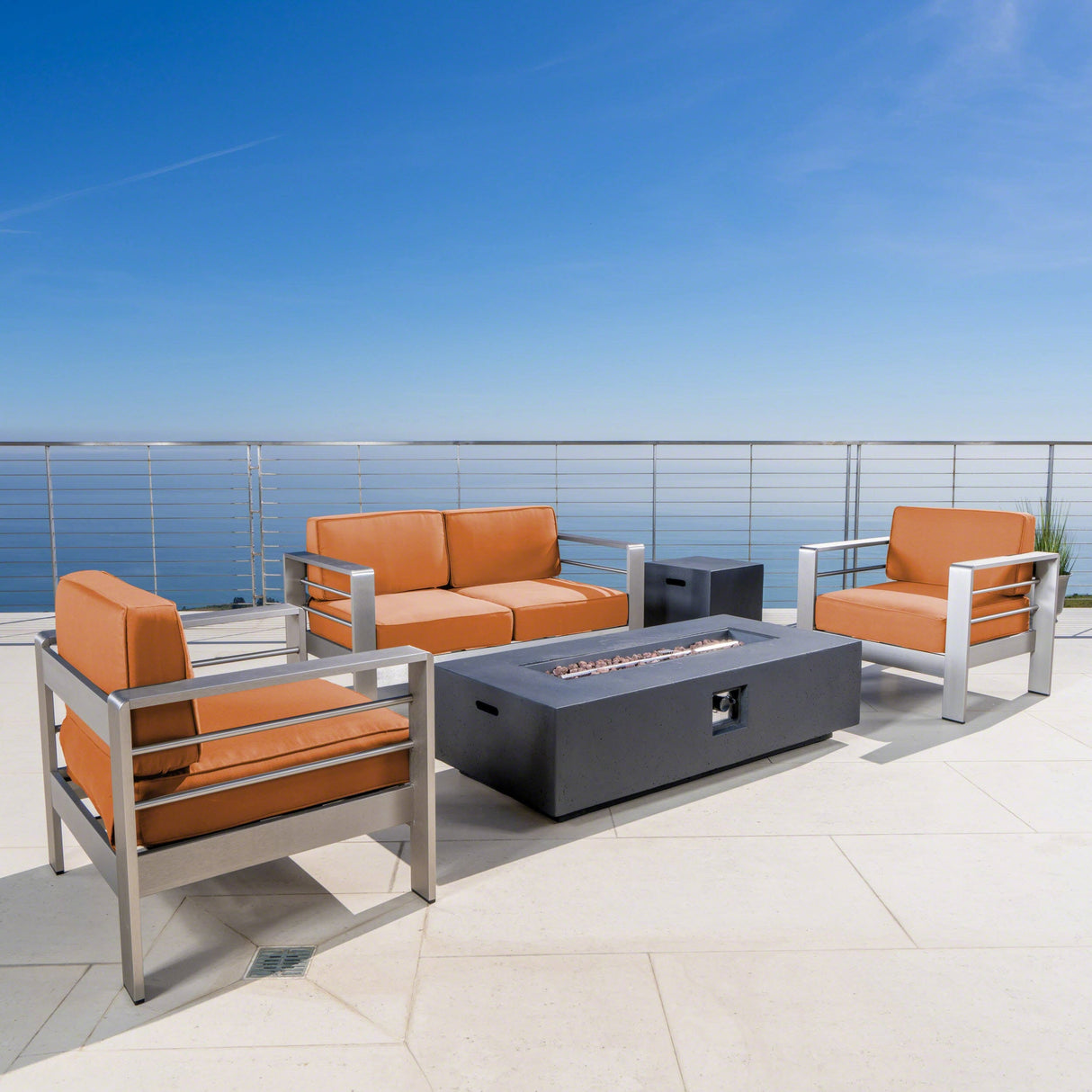 Cape Coral 5-piece Outdoor Fire Pit Chat Set by Christopher Knight Home