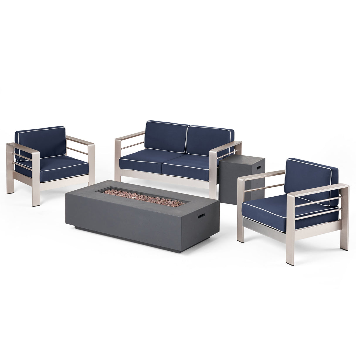 Cape Coral 5-piece Outdoor Fire Pit Chat Set by Christopher Knight Home