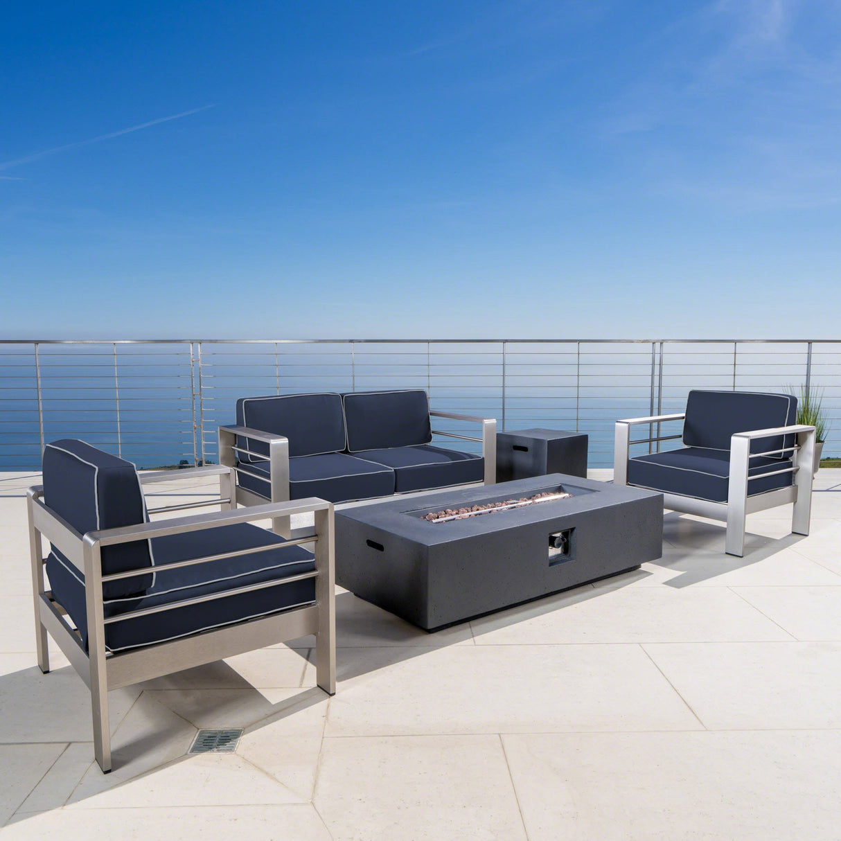 Cape Coral 5-piece Outdoor Fire Pit Chat Set by Christopher Knight Home