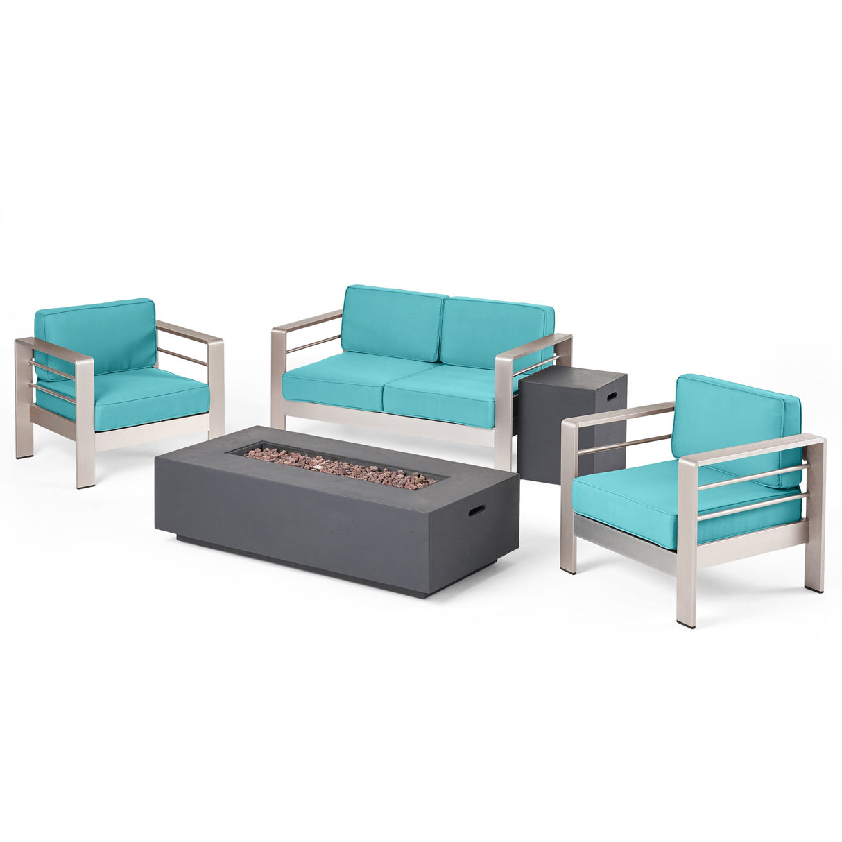 Cape Coral 5-piece Outdoor Fire Pit Chat Set by Christopher Knight Home