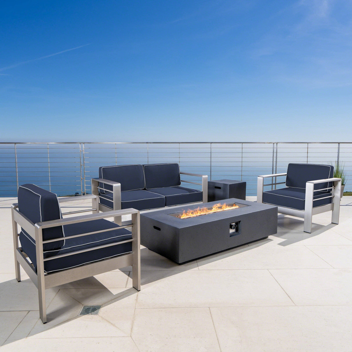 Cape Coral 5-piece Outdoor Fire Pit Chat Set by Christopher Knight Home