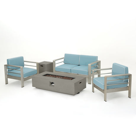 Cape Coral Aluminum 5-piece Fire Pit Chat Set by Christopher Knight Home