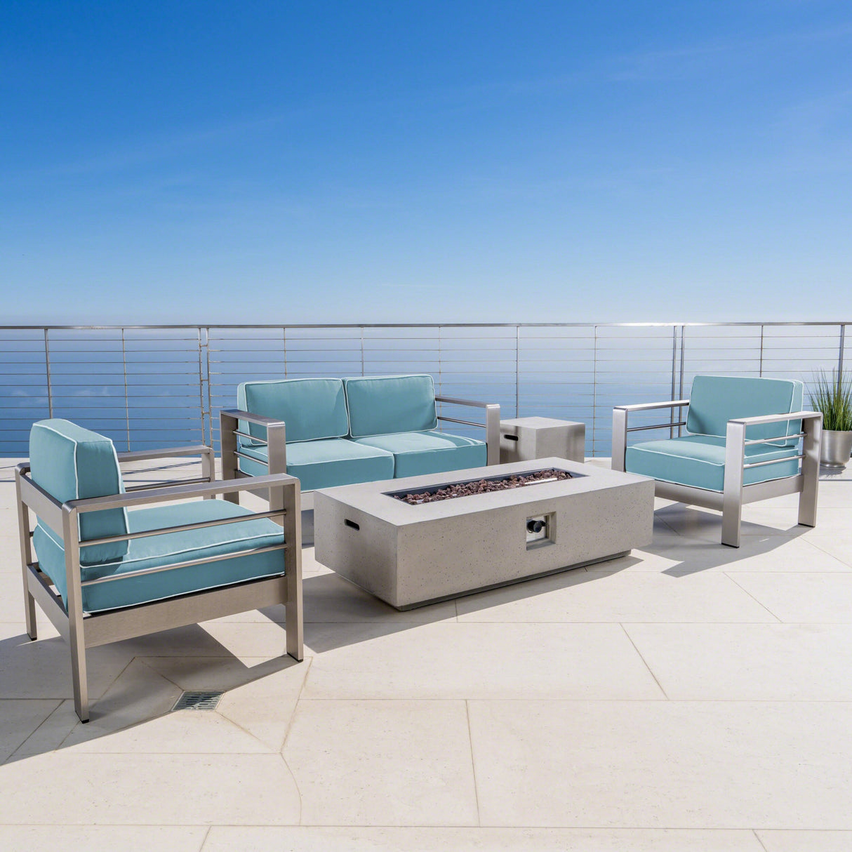 Cape Coral Aluminum 5-piece Fire Pit Chat Set by Christopher Knight Home