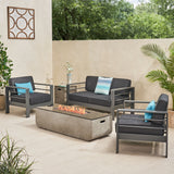 Cape Coral Aluminum Chat Set with Fire Pit by Christopher Knight Home