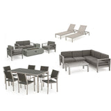 Cape Coral Outdoor 18-piece Entertainment Seating Set with Cushions by Christopher Knight Home