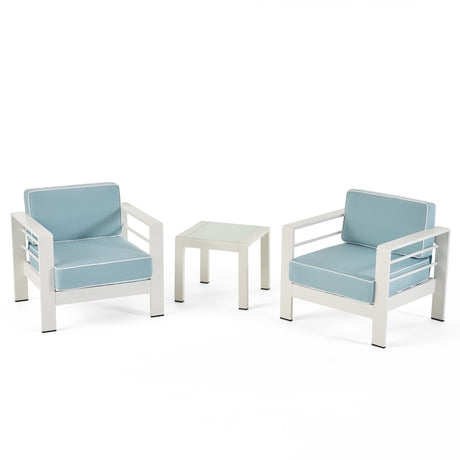 Cape Coral Outdoor 2 Seater Club Chair and Table Set by Christopher Knight Home