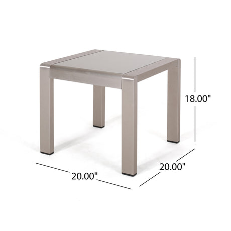 Cape Coral Outdoor 3 Seater Aluminum Sofa and Ottoman Set with Side Tables by Christopher Knight Home