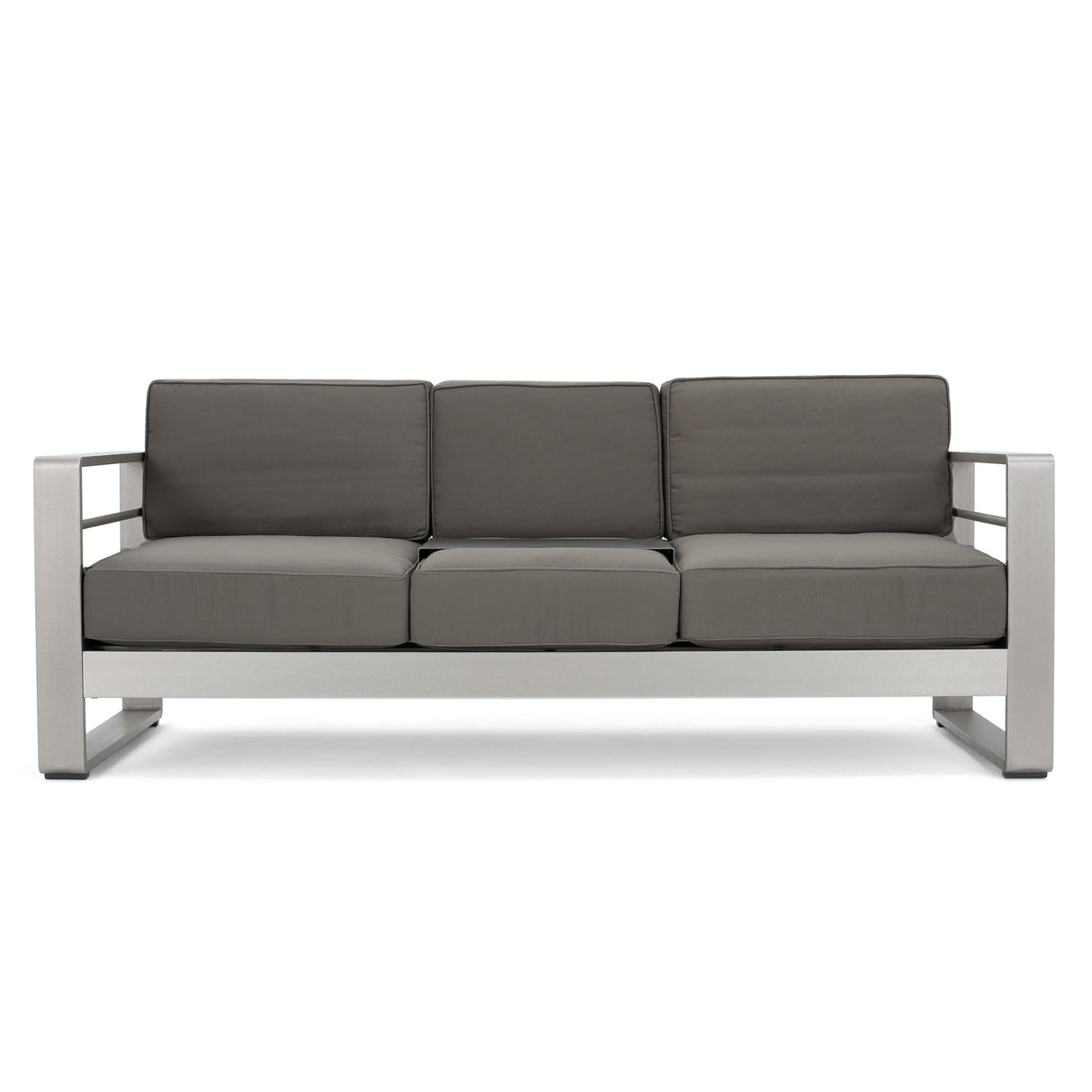 Cape Coral Outdoor 3 Seater Aluminum Sofa and Ottoman Set with Side Tables by Christopher Knight Home