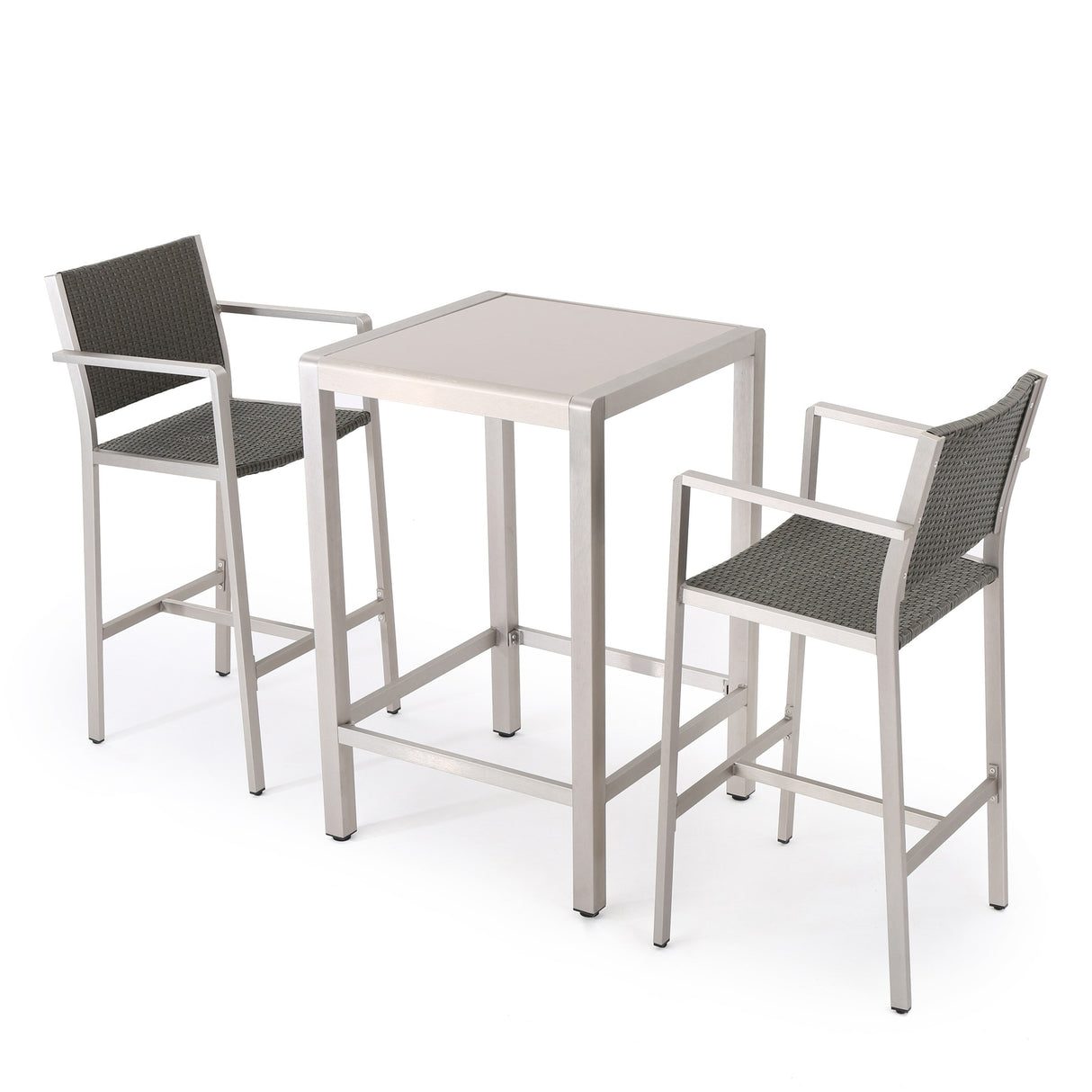 Cape Coral Outdoor 3-piece Bar Set with Glass Table Top by Christopher Knight Home