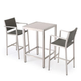 Cape Coral Outdoor 3-piece Bar Set with Glass Table Top by Christopher Knight Home