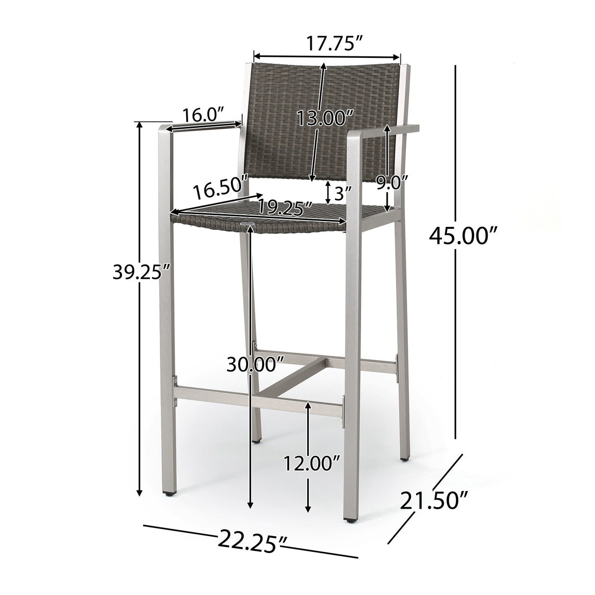 Cape Coral Outdoor 3-piece Bar Set with Glass Table Top by Christopher Knight Home