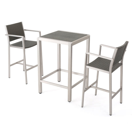 Cape Coral Outdoor 3-piece Wicker Bar Set with Wicker Table Top by Christopher Knight Home