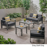 Cape Coral Outdoor 4 Seater Aluminum Chat Set with Side Table by Christopher Knight Home