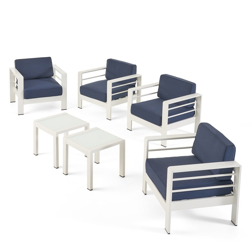 Cape Coral Outdoor 4 Seater Club Chair and Table Set by Christopher Knight Home