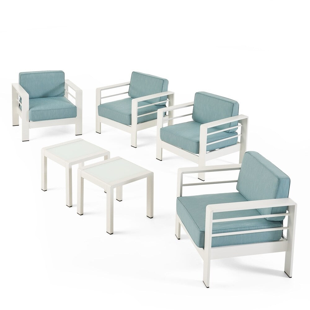 Cape Coral Outdoor 4 Seater Club Chair and Table Set by Christopher Knight Home