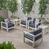 Cape Coral Outdoor 4 Seater Club Chair and Table Set by Christopher Knight Home