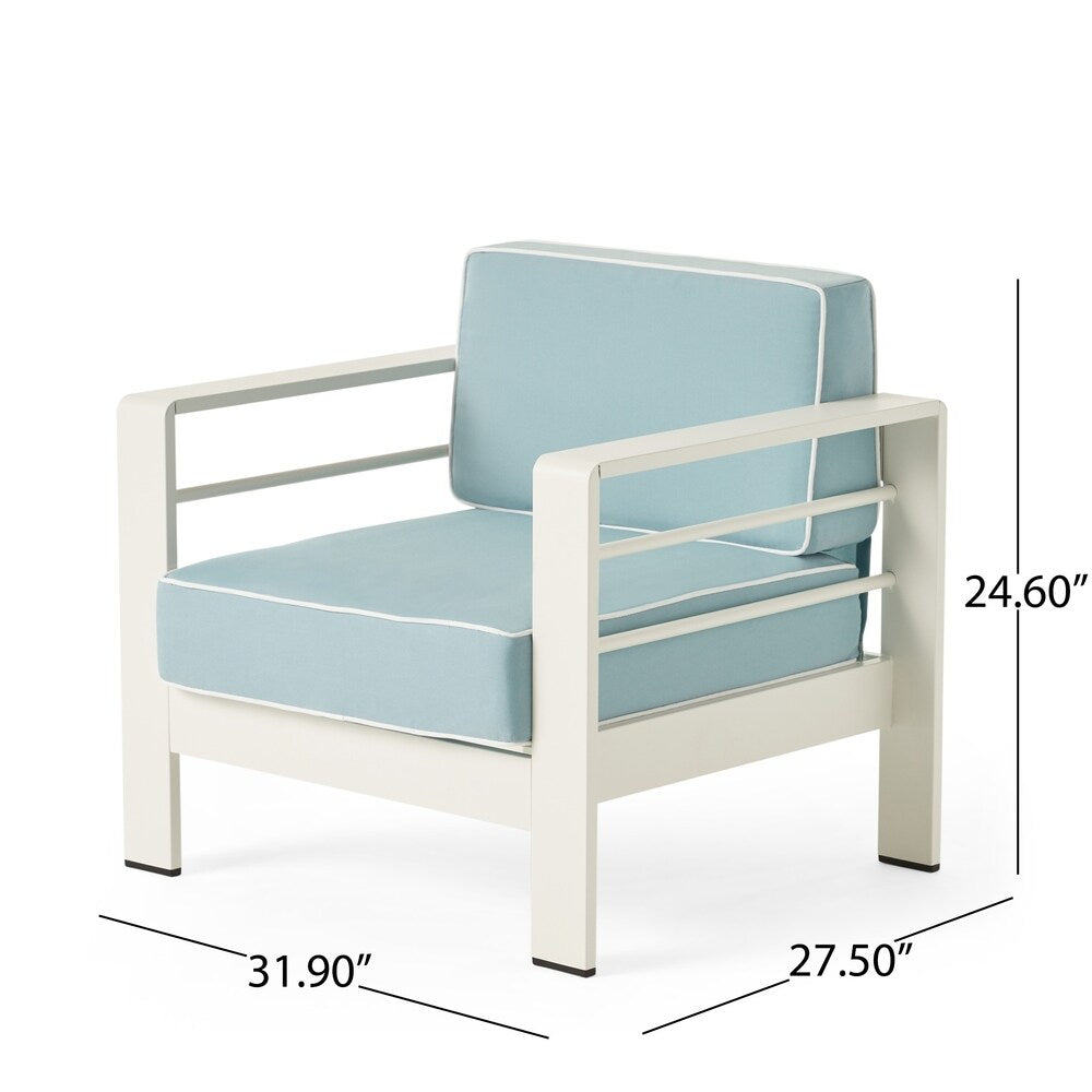 Cape Coral Outdoor 4 Seater Club Chair and Table Set by Christopher Knight Home
