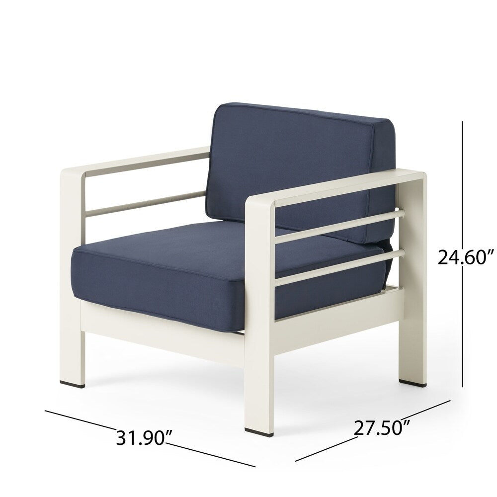 Cape Coral Outdoor 4 Seater Club Chair and Table Set by Christopher Knight Home