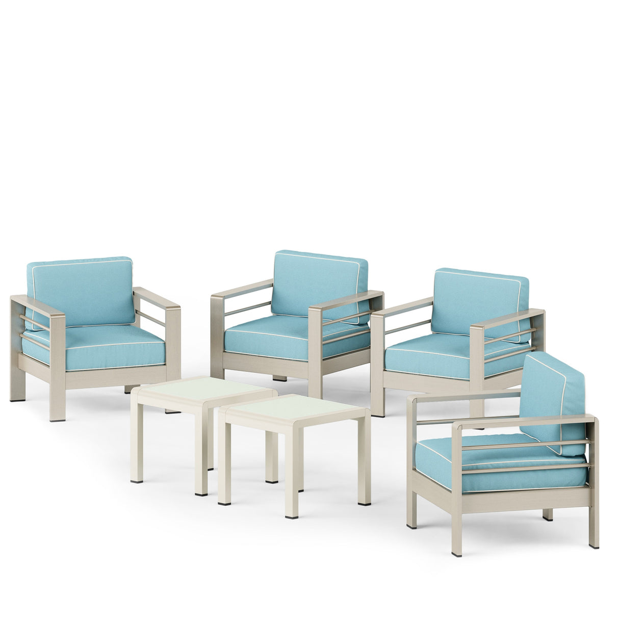 Cape Coral Outdoor 4 Seater Club Chair and Table Set by Christopher Knight Home
