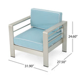 Cape Coral Outdoor 4 Seater Club Chair and Table Set by Christopher Knight Home