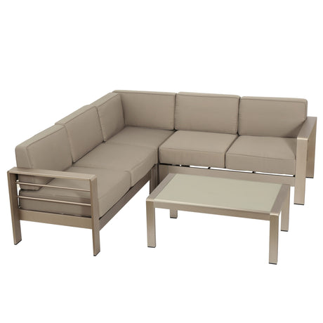 Cape Coral Outdoor 5-Seater Sectional Set by Christopher Knight Home