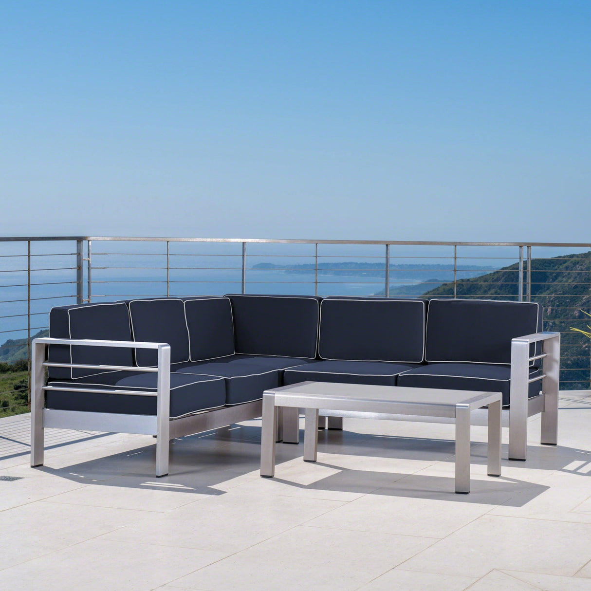 Cape Coral Outdoor 5-Seater Sectional Set by Christopher Knight Home
