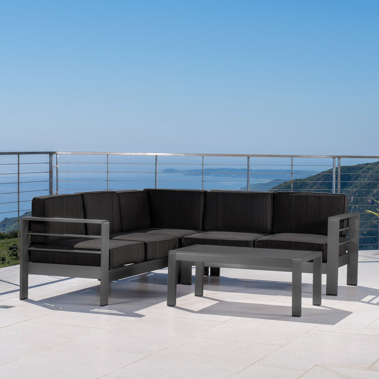 Cape Coral Outdoor 5-Seater Sectional Set by Christopher Knight Home