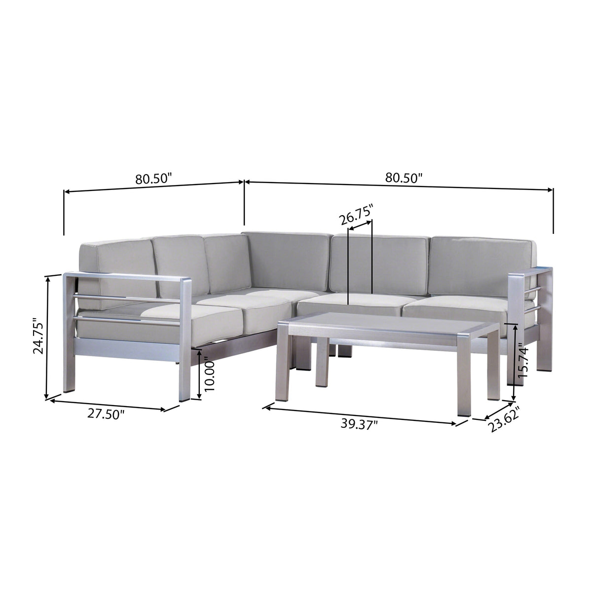 Cape Coral Outdoor 5-Seater Sectional Set by Christopher Knight Home