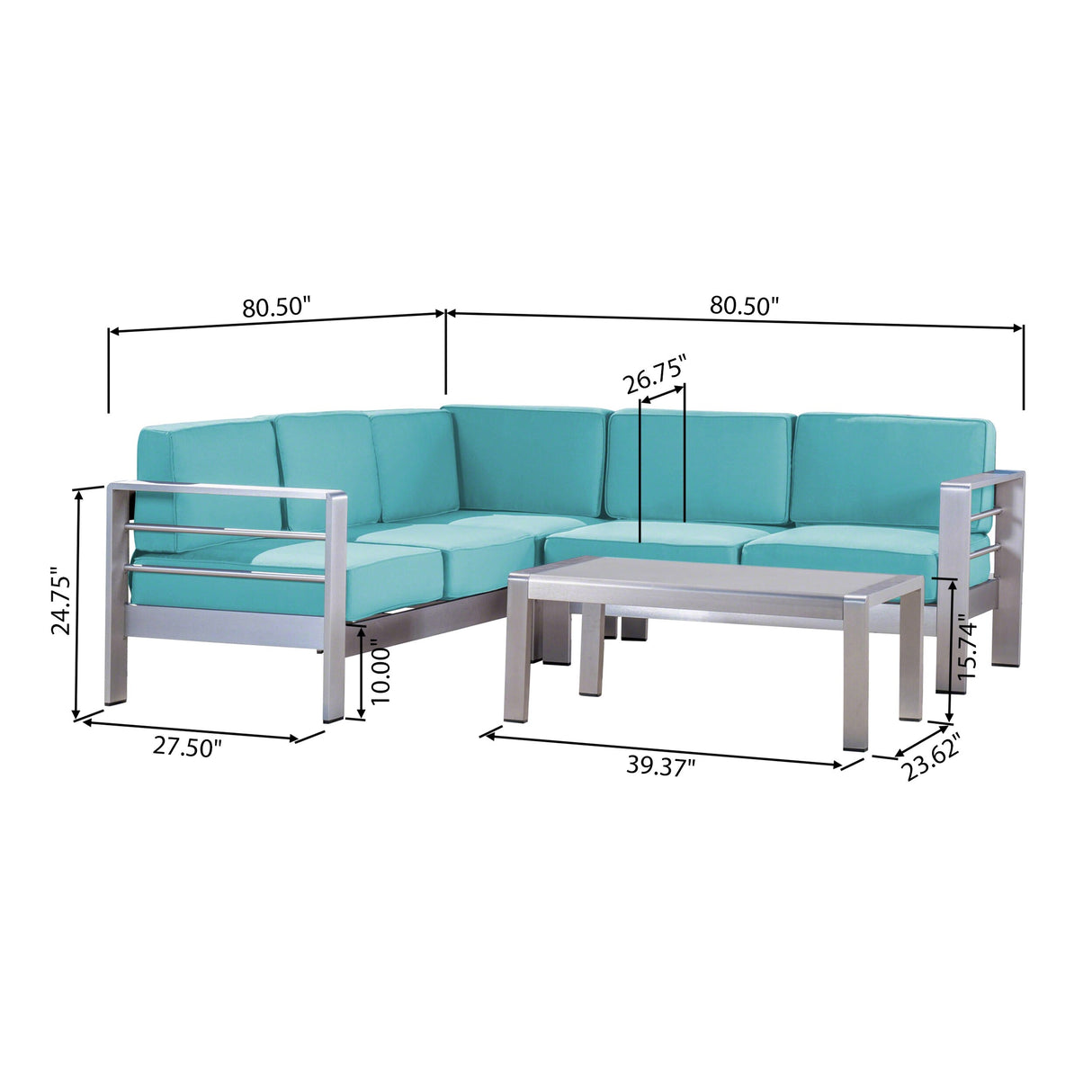 Cape Coral Outdoor 5-Seater Sectional Set by Christopher Knight Home