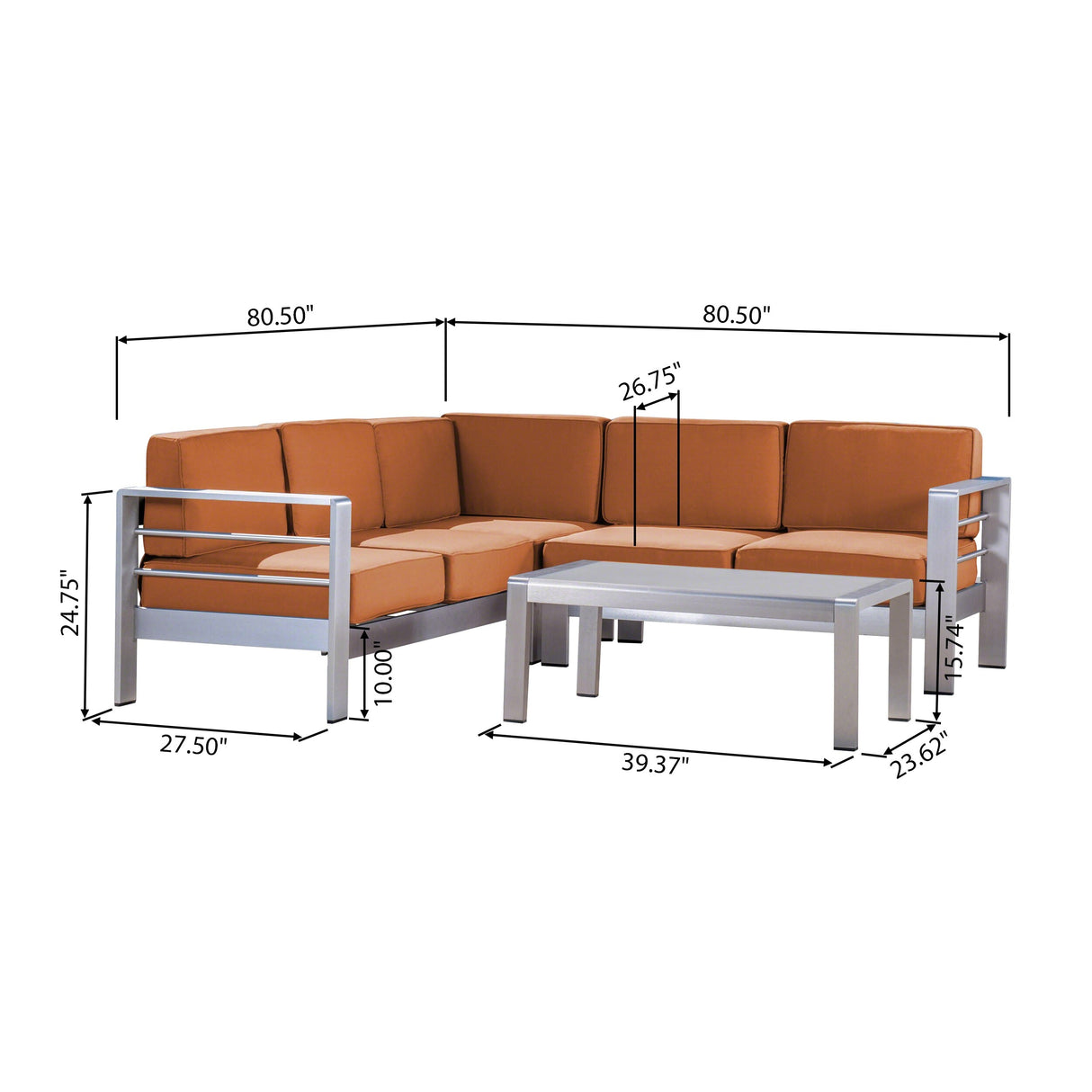 Cape Coral Outdoor 5-Seater Sectional Set by Christopher Knight Home