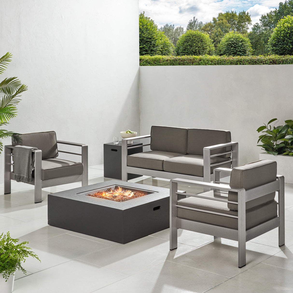 Cape Coral Outdoor 5-piece Fire Pit Chat Set by Christopher Knight Home