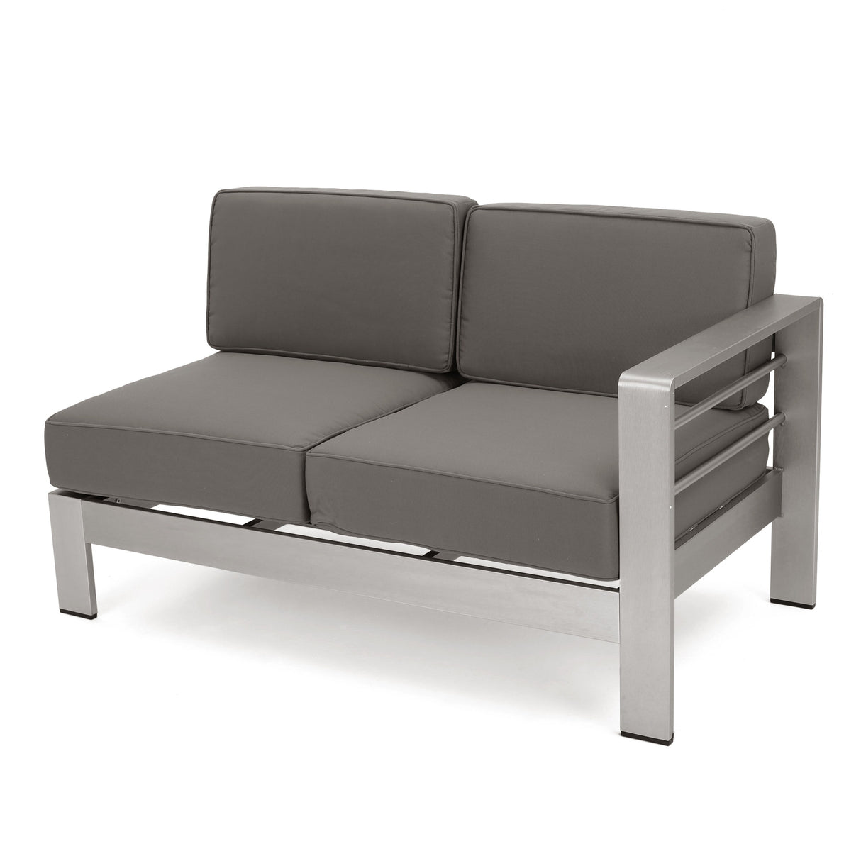 Cape Coral Outdoor 6-Seater Aluminum Sectional Sofa Set with Ottomans and Coffee Table by Christopher Knight Home