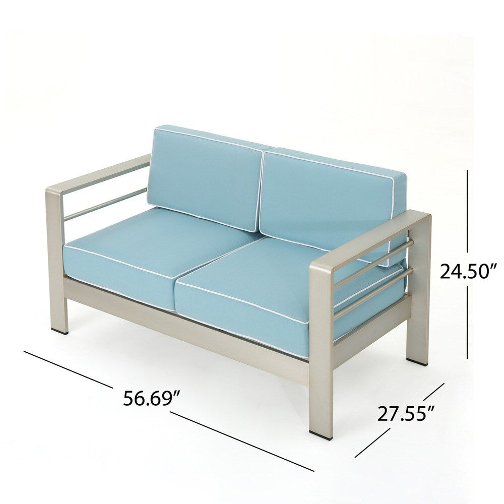 Cape Coral Outdoor Aluminum 2-piece Set with Cushions by Christopher Knight Home
