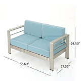 Cape Coral Outdoor Aluminum 2-piece Set with Cushions by Christopher Knight Home