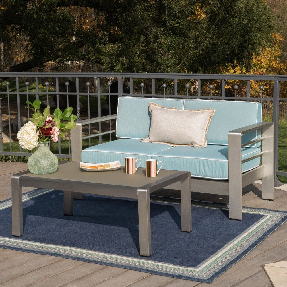 Cape Coral Outdoor Aluminum 2-piece Set with Cushions by Christopher Knight Home