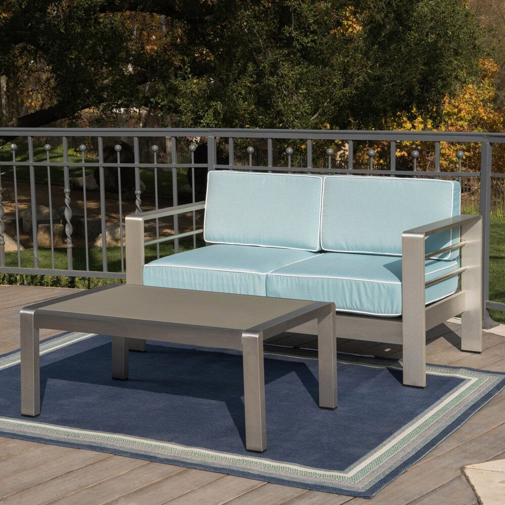 Cape Coral Outdoor Aluminum 2-piece Set with Cushions by Christopher Knight Home