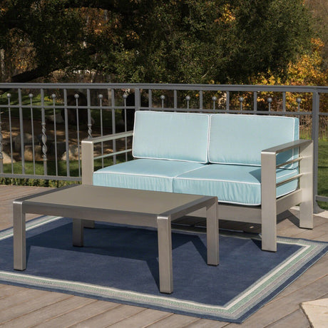 Cape Coral Outdoor Aluminum 2-piece Set with Cushions by Christopher Knight Home