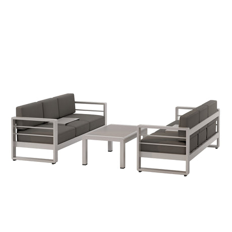 Cape Coral Outdoor Aluminum 3-piece Sofa Set by Christopher Knight Home