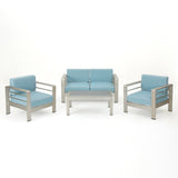 Cape Coral Outdoor Aluminum 4-piece Chat Set with Cushion by Christopher Knight Home