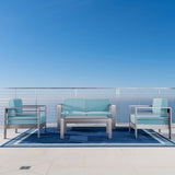 Cape Coral Outdoor Aluminum 4-piece Chat Set with Cushion by Christopher Knight Home