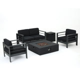Cape Coral Outdoor Aluminum 5-piece Chat Set with Cushions & Fire Table by Christopher Knight Home