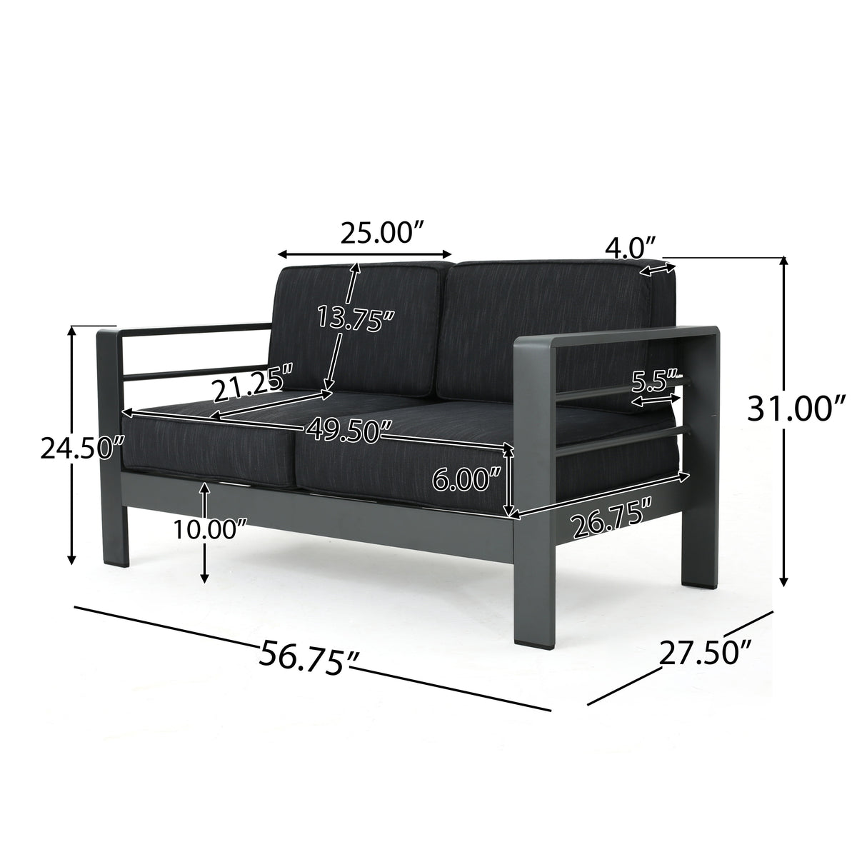 Cape Coral Outdoor Aluminum 5-piece Chat Set with Cushions & Fire Table by Christopher Knight Home